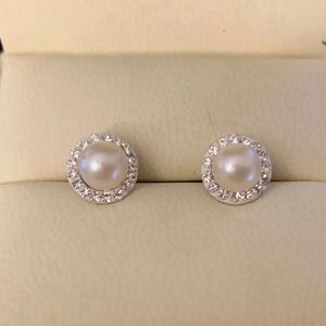 Small Pearl & Diamond Stud Earrings